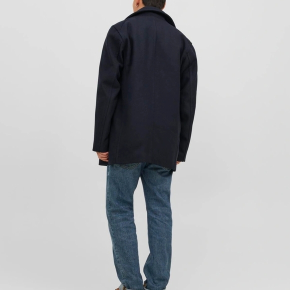 Jack and Jones Wool TIm Coat Dbl Breastd Dbl Collar peacoat Mens - Picture 8 of 14